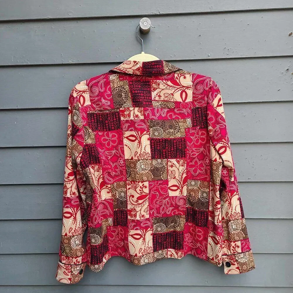 Christopher & Banks Red Brown Patchwork Lightweight Jacket Medium